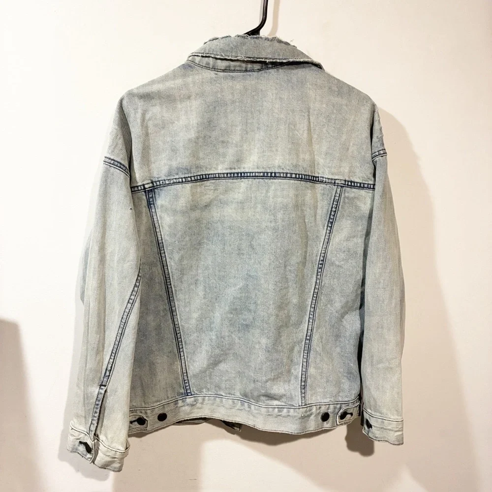 Free‎ People Denim Light Wash Boxy Fit Jean Jacket Size XS - Picture 5 of 5